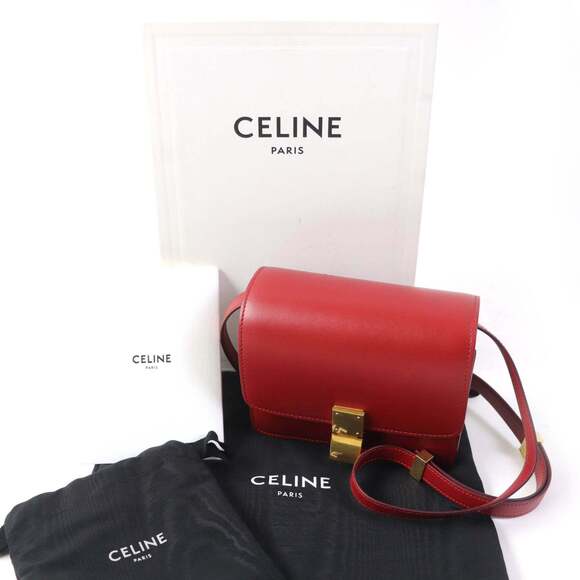 CELINE CLASSIC BOX Small (189183DLS) Classic Box Leather Shoulder Bag in Red ... - Picture 2 of 13